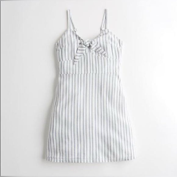 Hollister White and Blue Tie Front Mini Dress - Picture 1 of 5